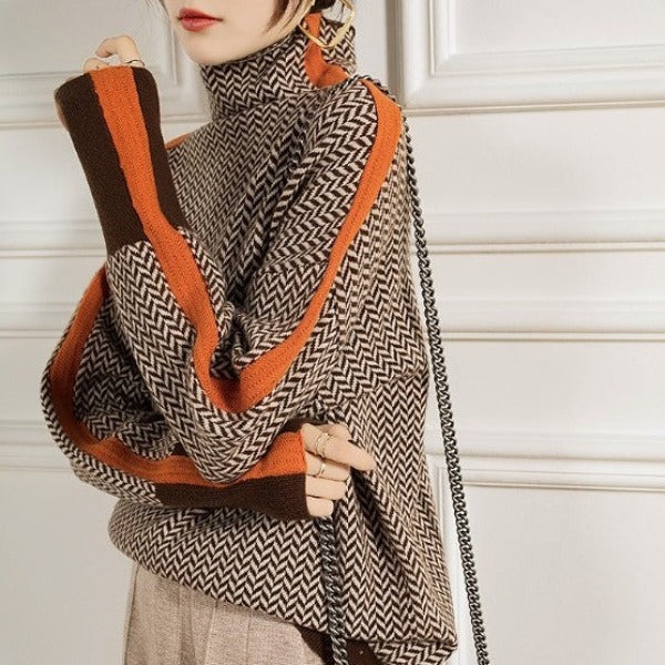 Clémence | Jersey de cuello alto con rayas en contraste