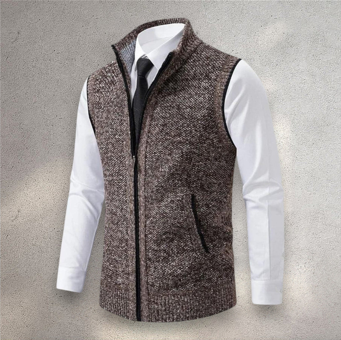 The Levan Knit Vest | Chaleco de punto con cremallera integral